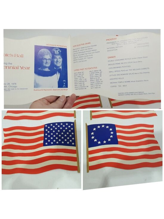 masonic temple Other - 1976 Chicago IL Masonic Temple Medinah Dedication Program Souvenir Flag Lot 23